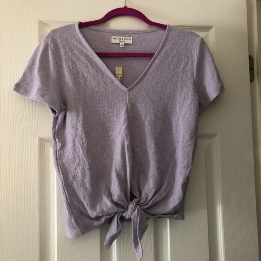 Madewell Womens texture & thread v-neck modern tie top Purple XS
